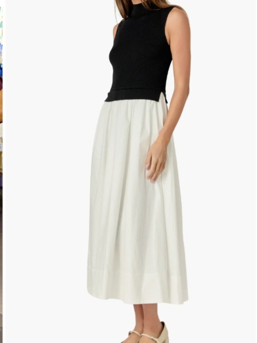 English Factory Black Mock Turtleneck White Skirt -Size M